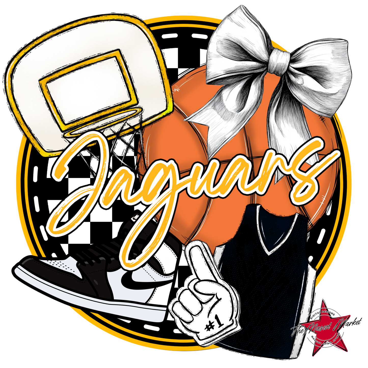 Jaguars Circle Basketball Design-Yellow