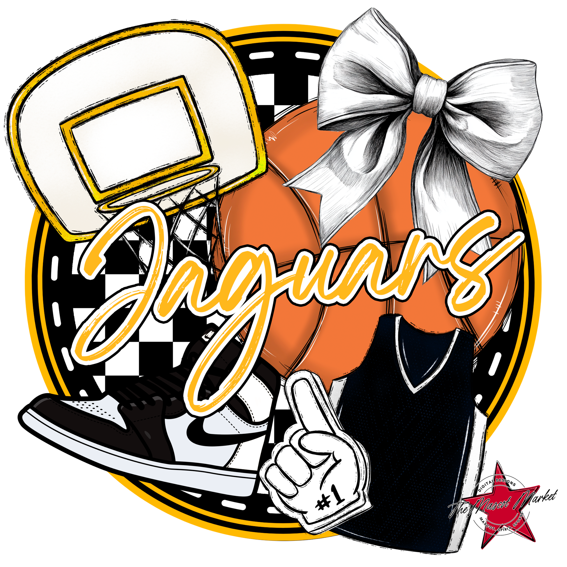 Jaguars Circle Basketball Design-Yellow