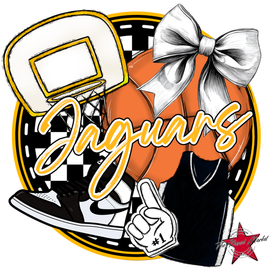 Jaguars Circle Basketball Design-Yellow