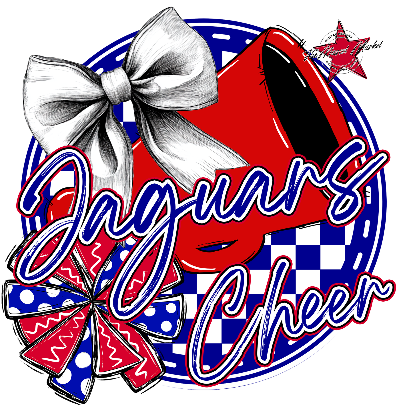 Jaguars Circle Cheer Design-Blue-Red
