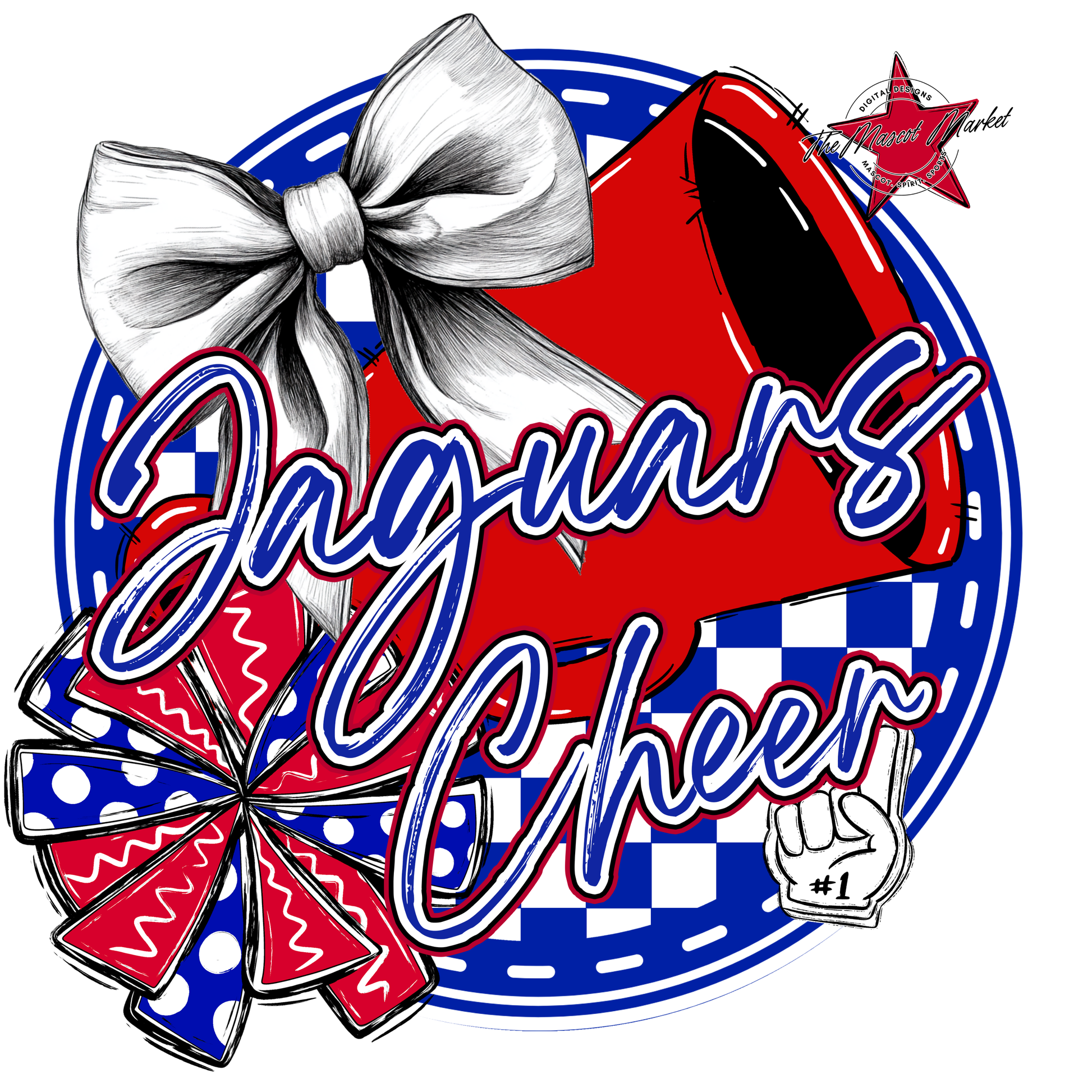 Jaguars Circle Cheer Design-Royal Blue-Red