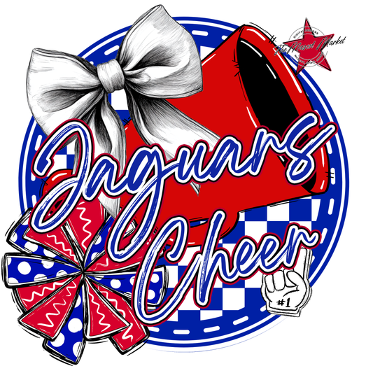Jaguars Circle Cheer Design-Royal Blue-Red