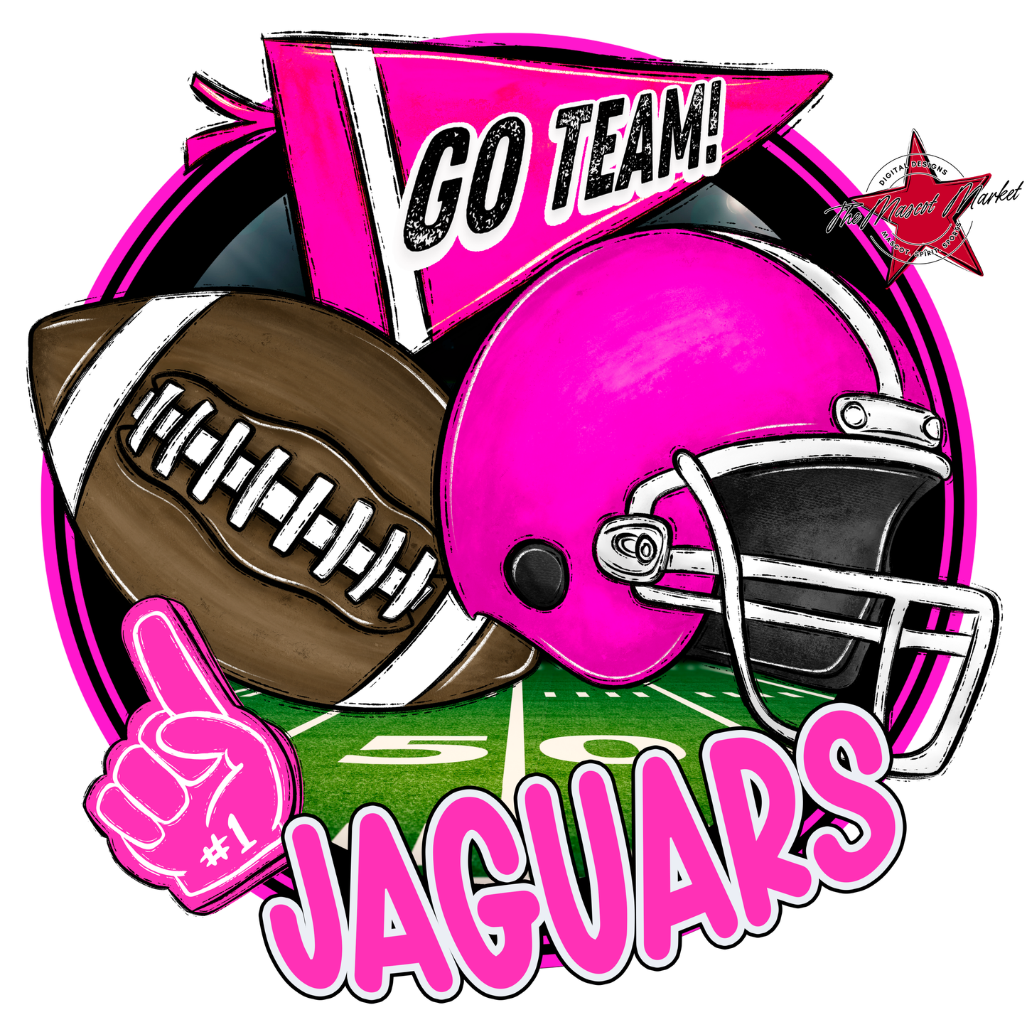 Jaguars Circle Football Design-Pink