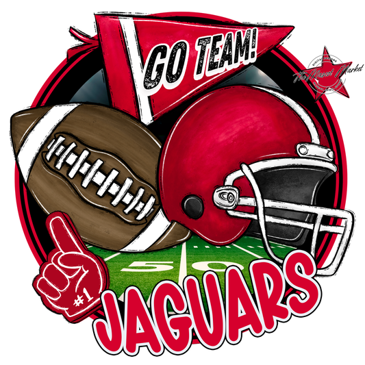 Jaguars Circle Football Design-Red