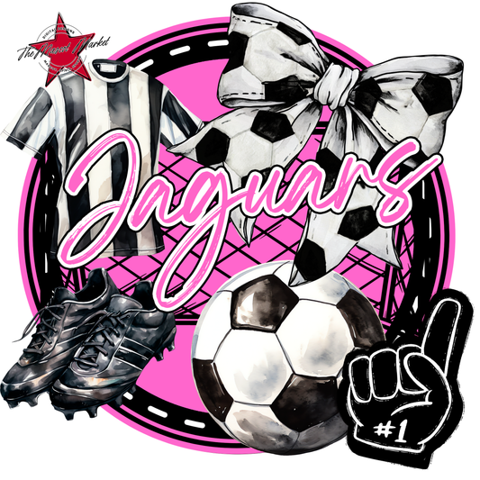 Jaguars Circle Soccer Design-Baby Pink