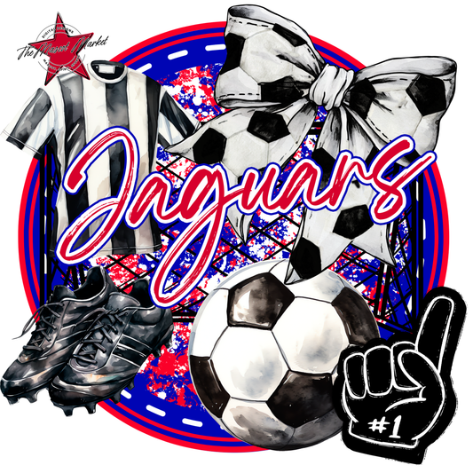 Jaguars Circle Soccer Design-Blue-Red