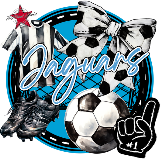 Jaguars Circle Soccer Design-Carolina Blue