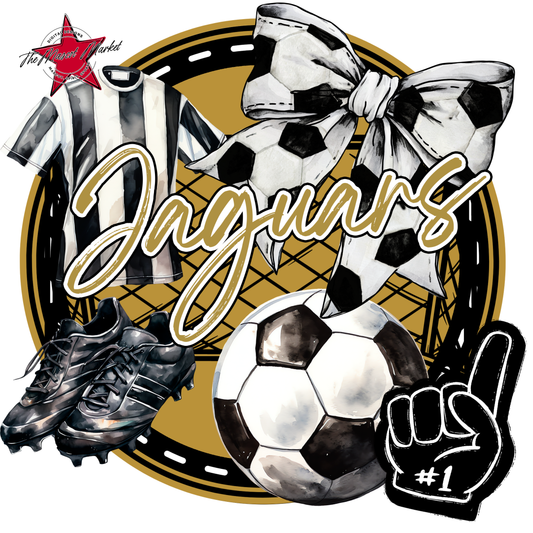 Jaguars Circle Soccer Design-Gold