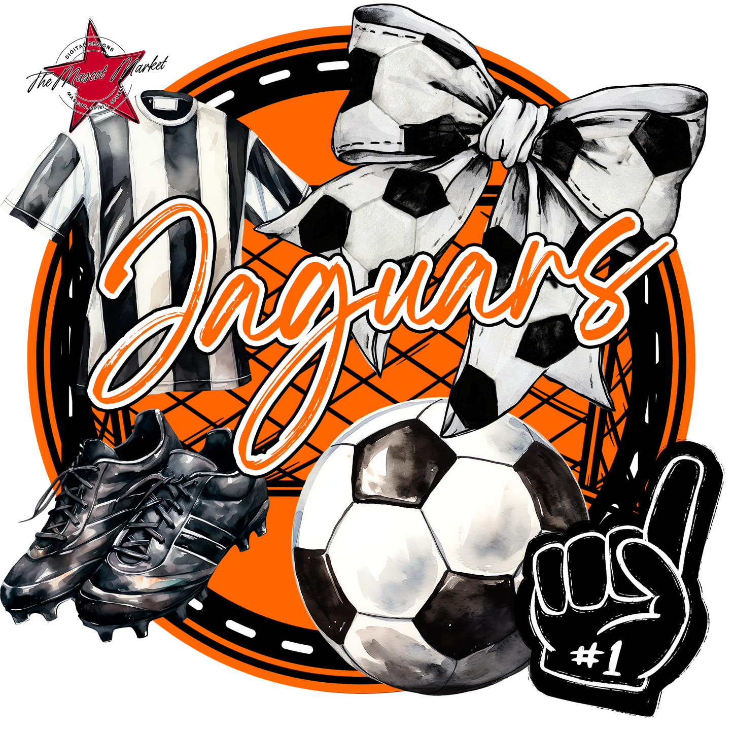 Jaguars Circle Soccer Design-Orange