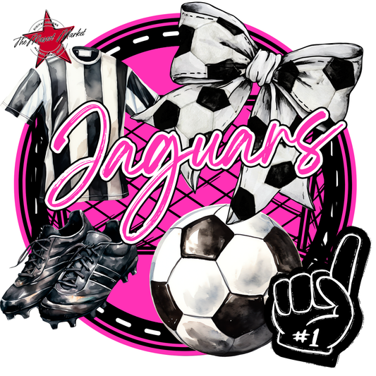 Jaguars Circle Soccer Design-Pink
