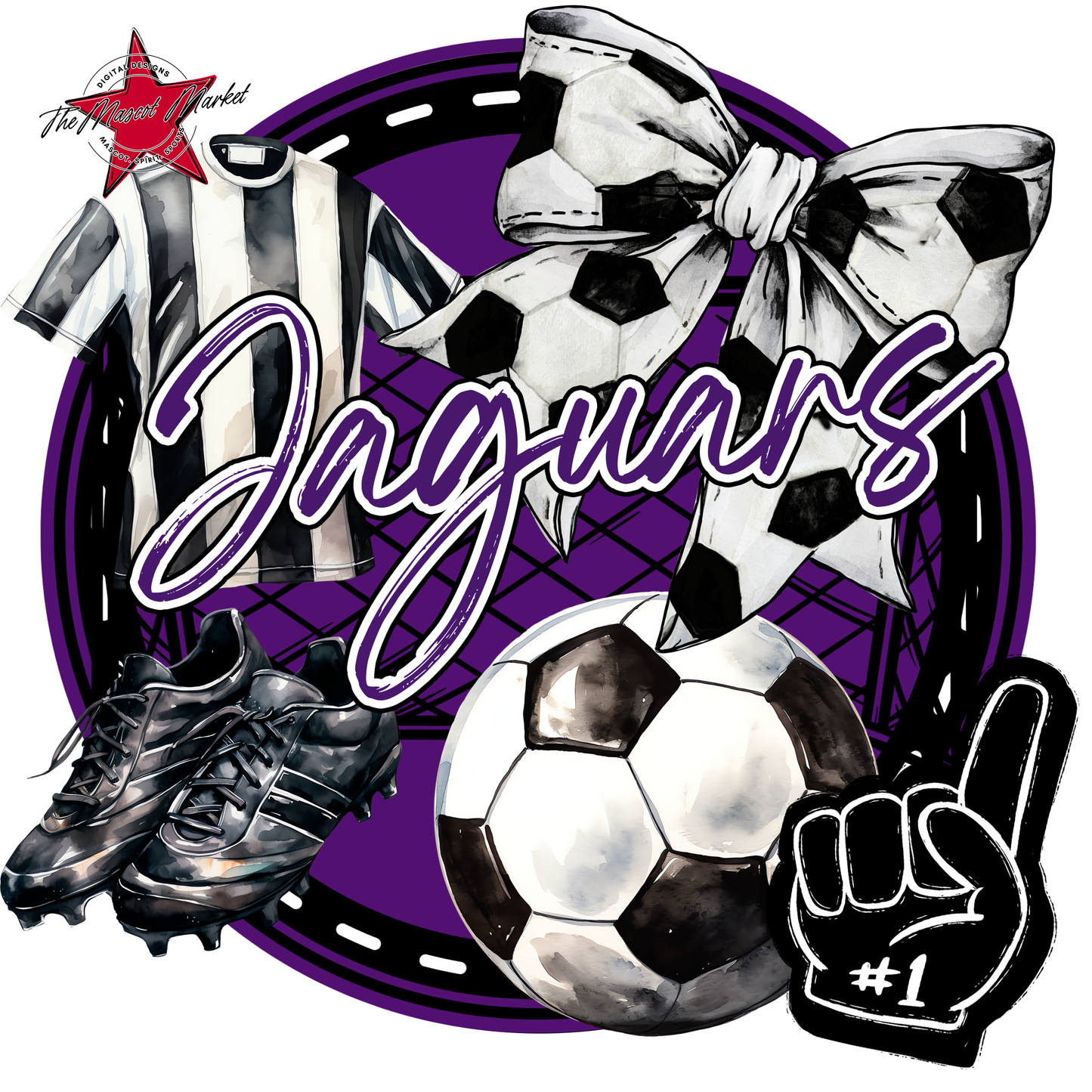 Jaguars Circle Soccer Design-Purple