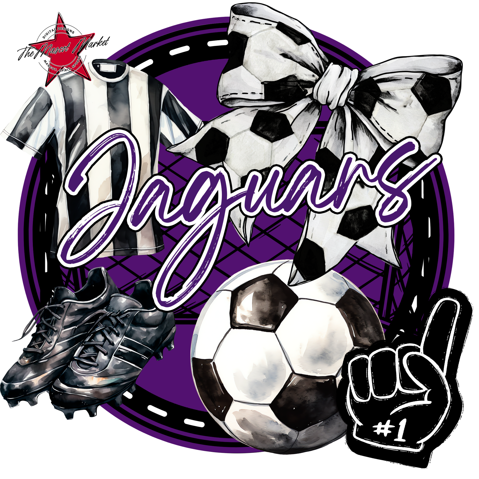 Jaguars Circle Soccer Design-Purple