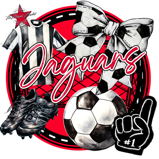 Jaguars Circle Soccer Design-Red