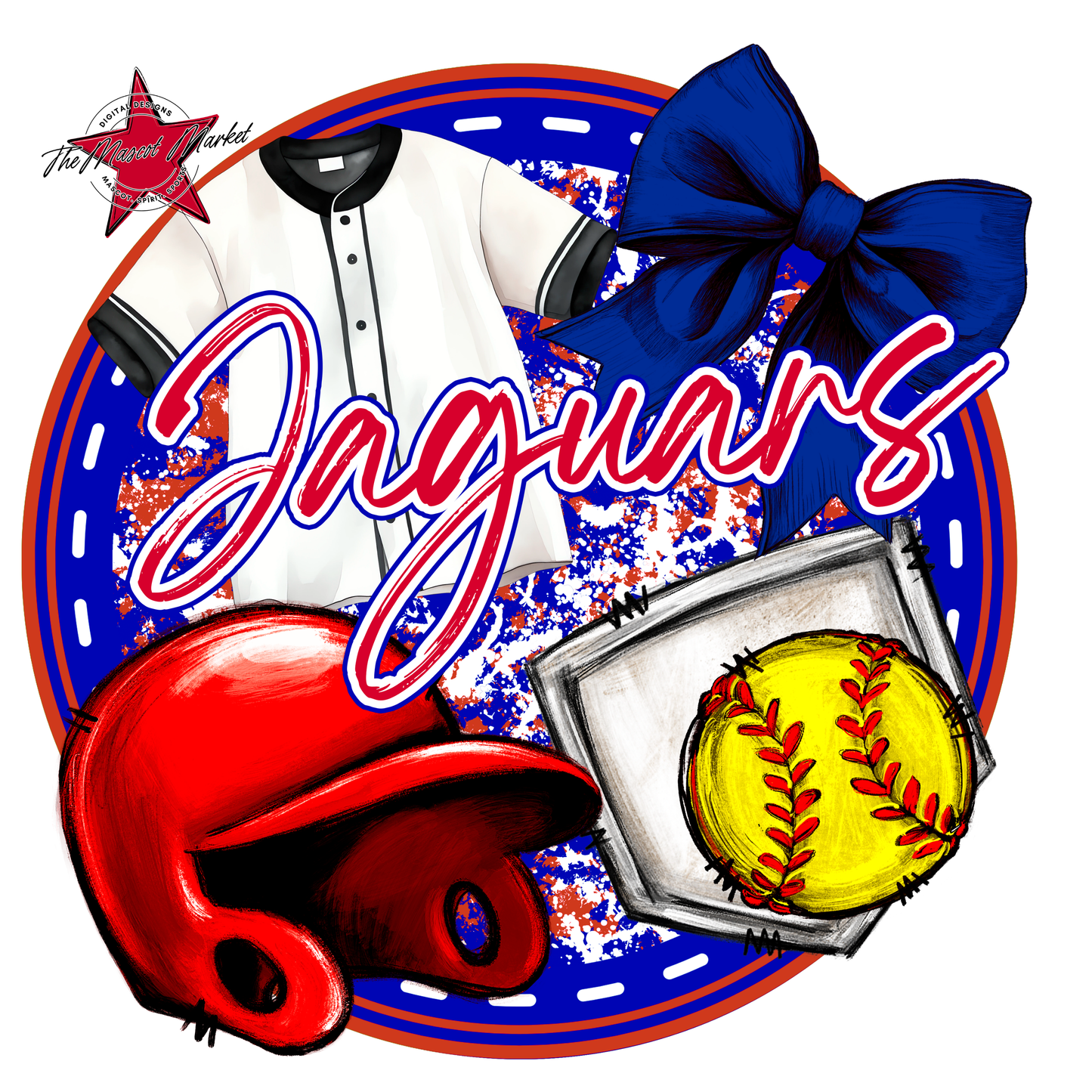 Jaguars Circle Softball Design-Blue-Red