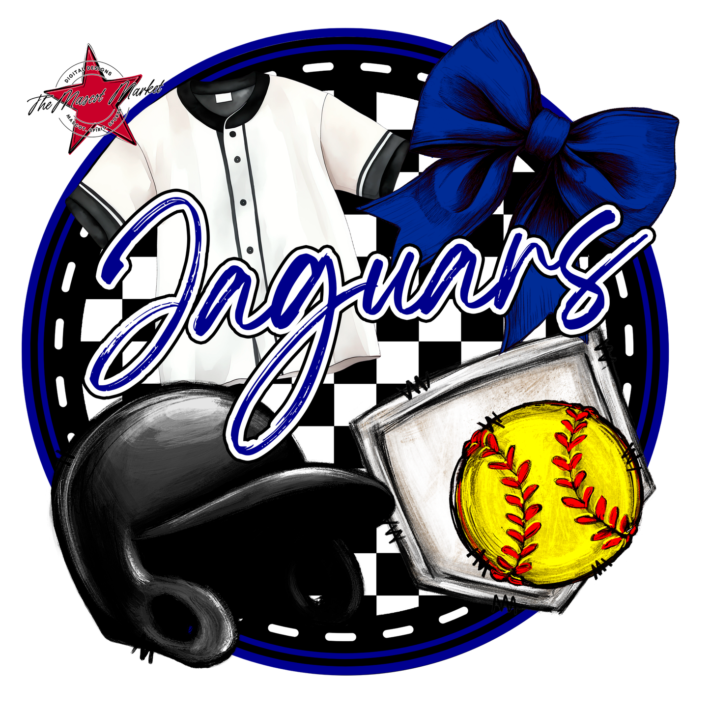 Jaguars Circle Softball Design-Blue