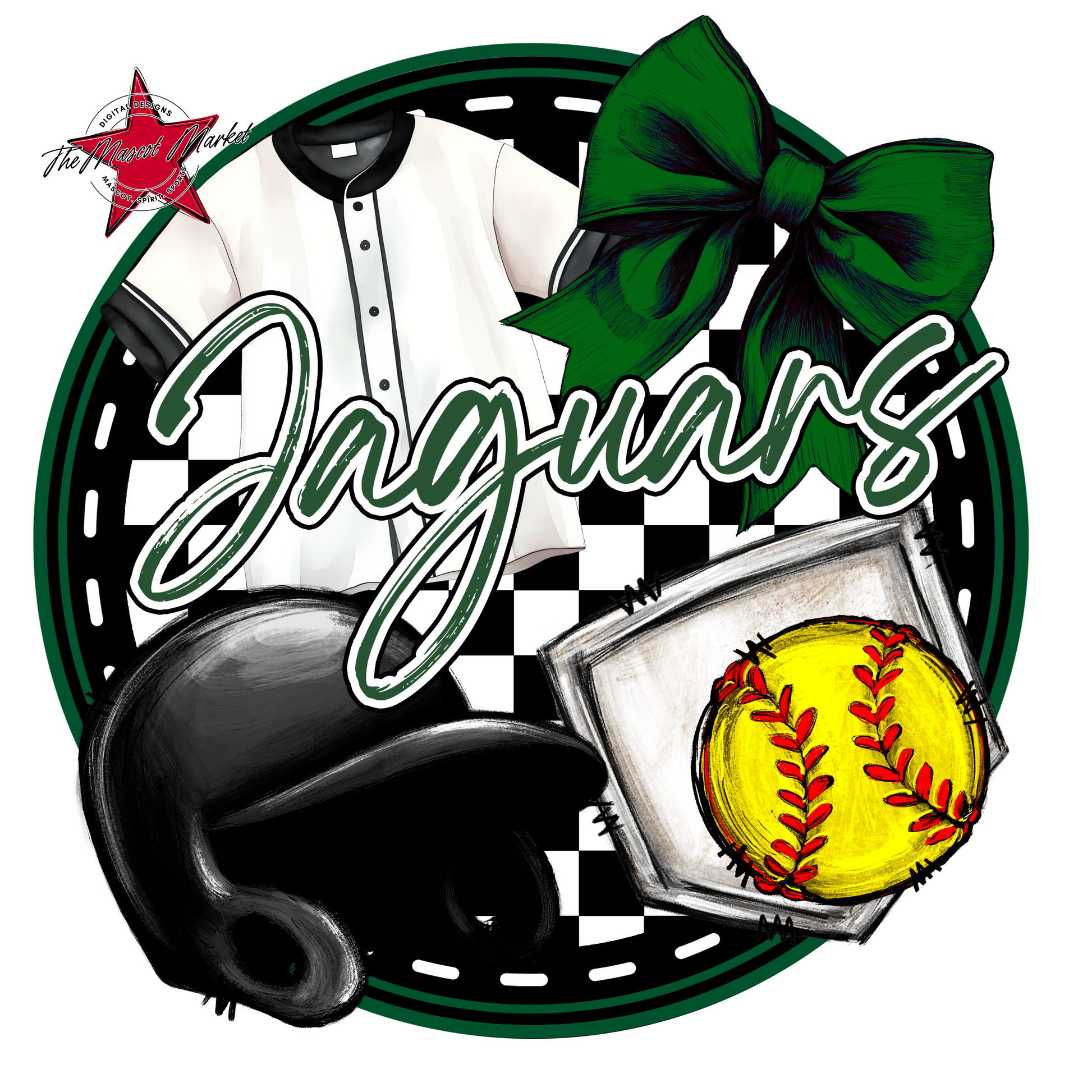 Jaguars Circle Softball Design-Green