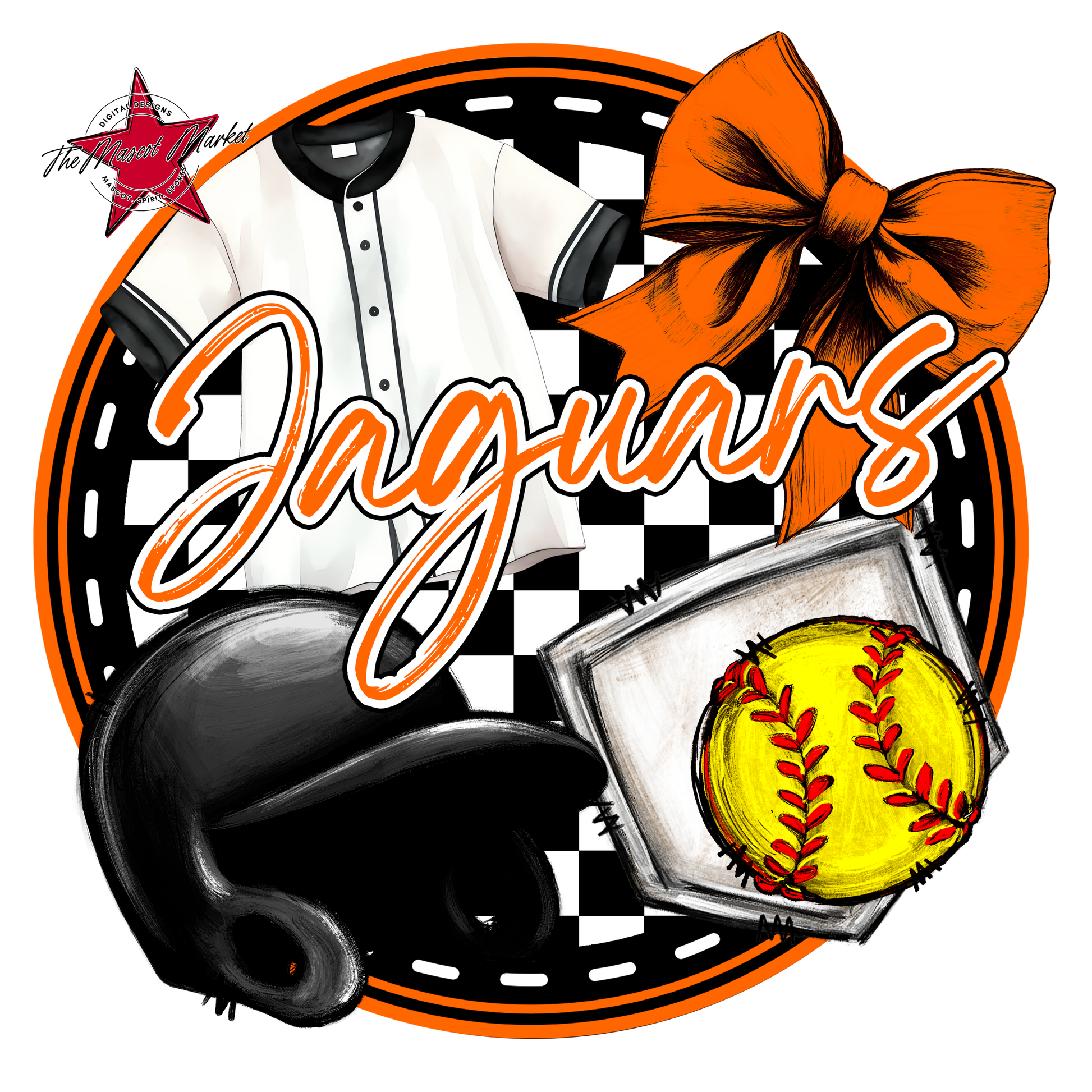 Jaguars Circle Softball Design-Orange