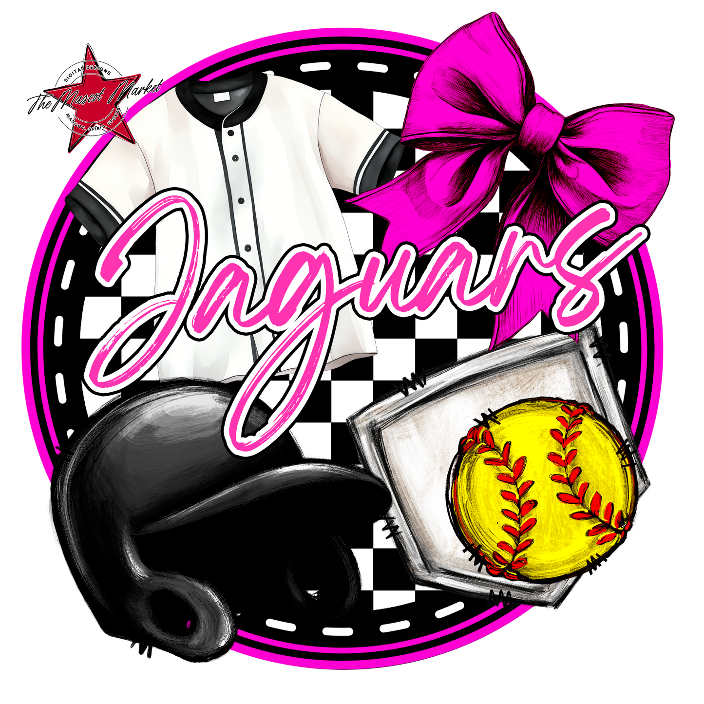 Jaguars Circle Softball Design-Pink
