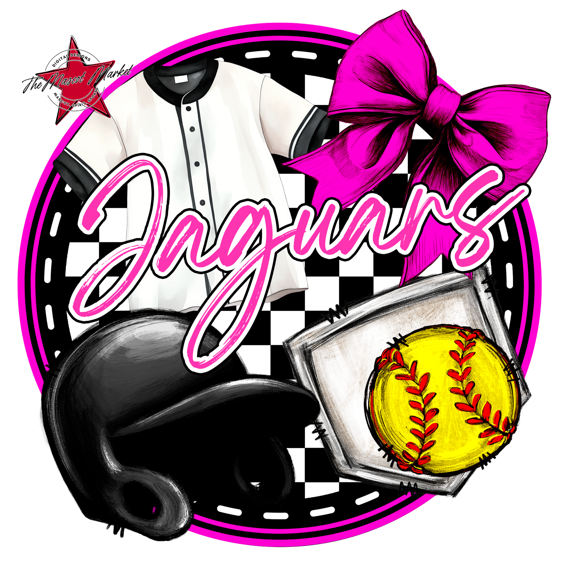 Jaguars Circle Softball Design-Pink