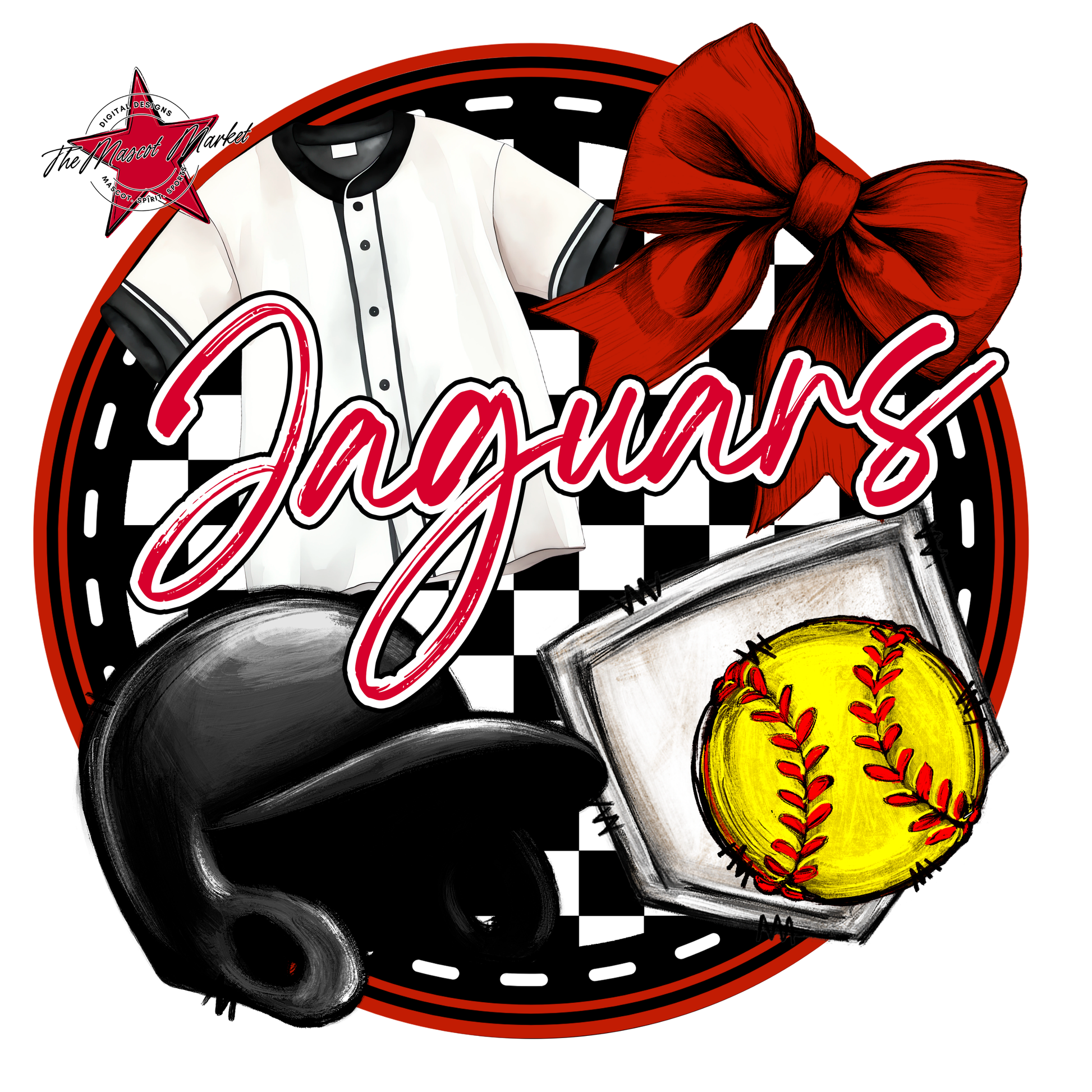 Jaguars Circle Softball Design-Red