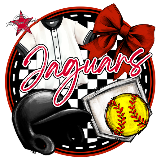 Jaguars Circle Softball Design-Red