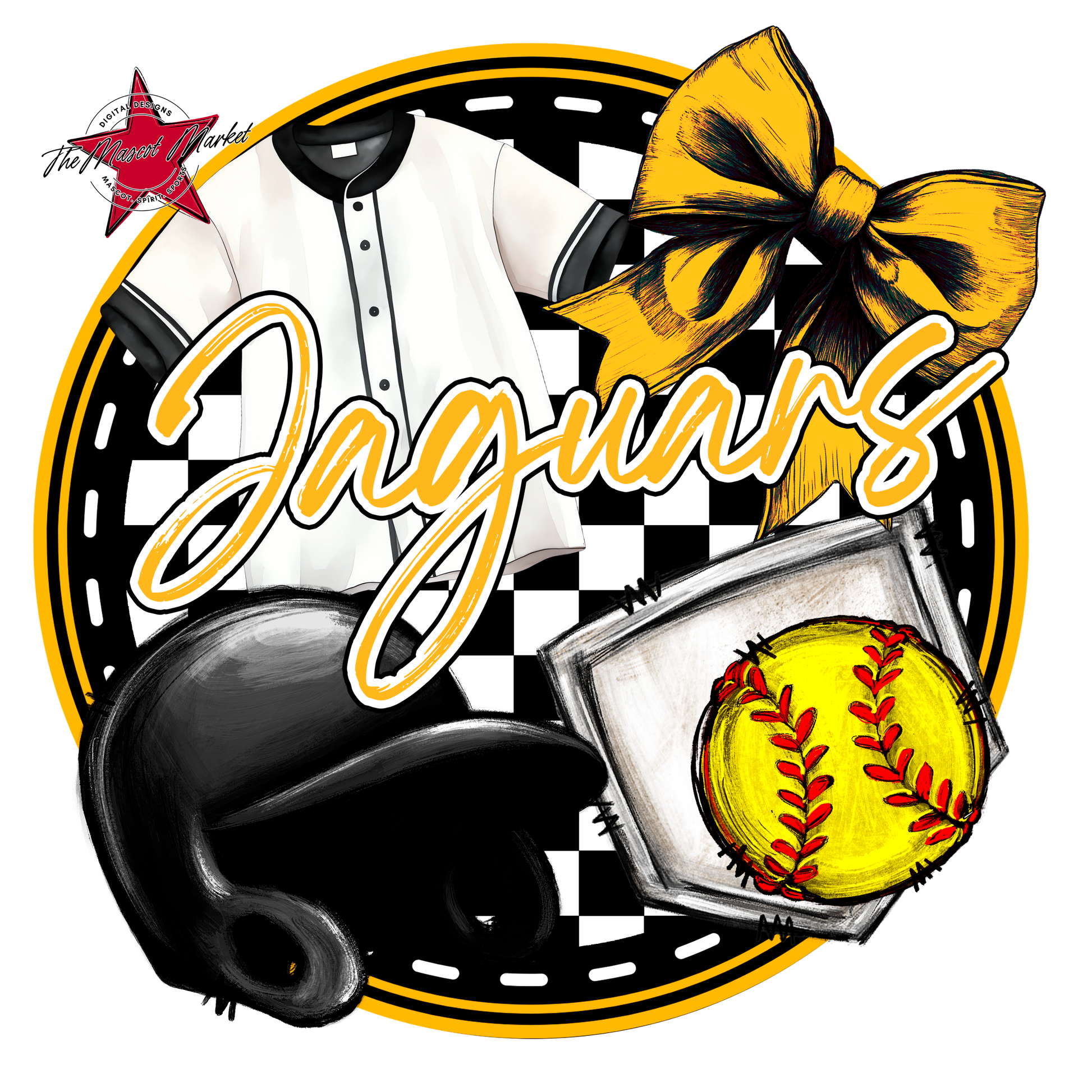 Jaguars Circle Softball Design-Yellow