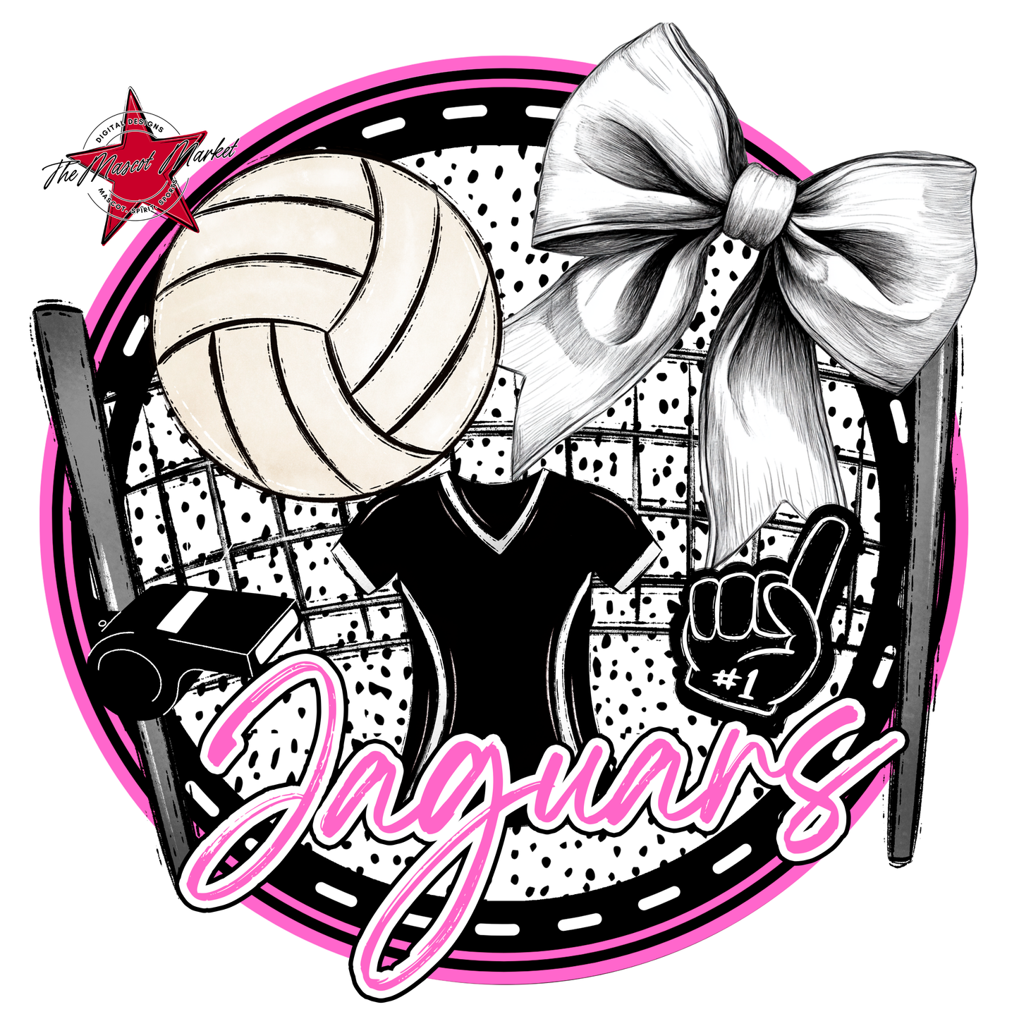 Jaguars Circle Volleyball Design-Baby Pink