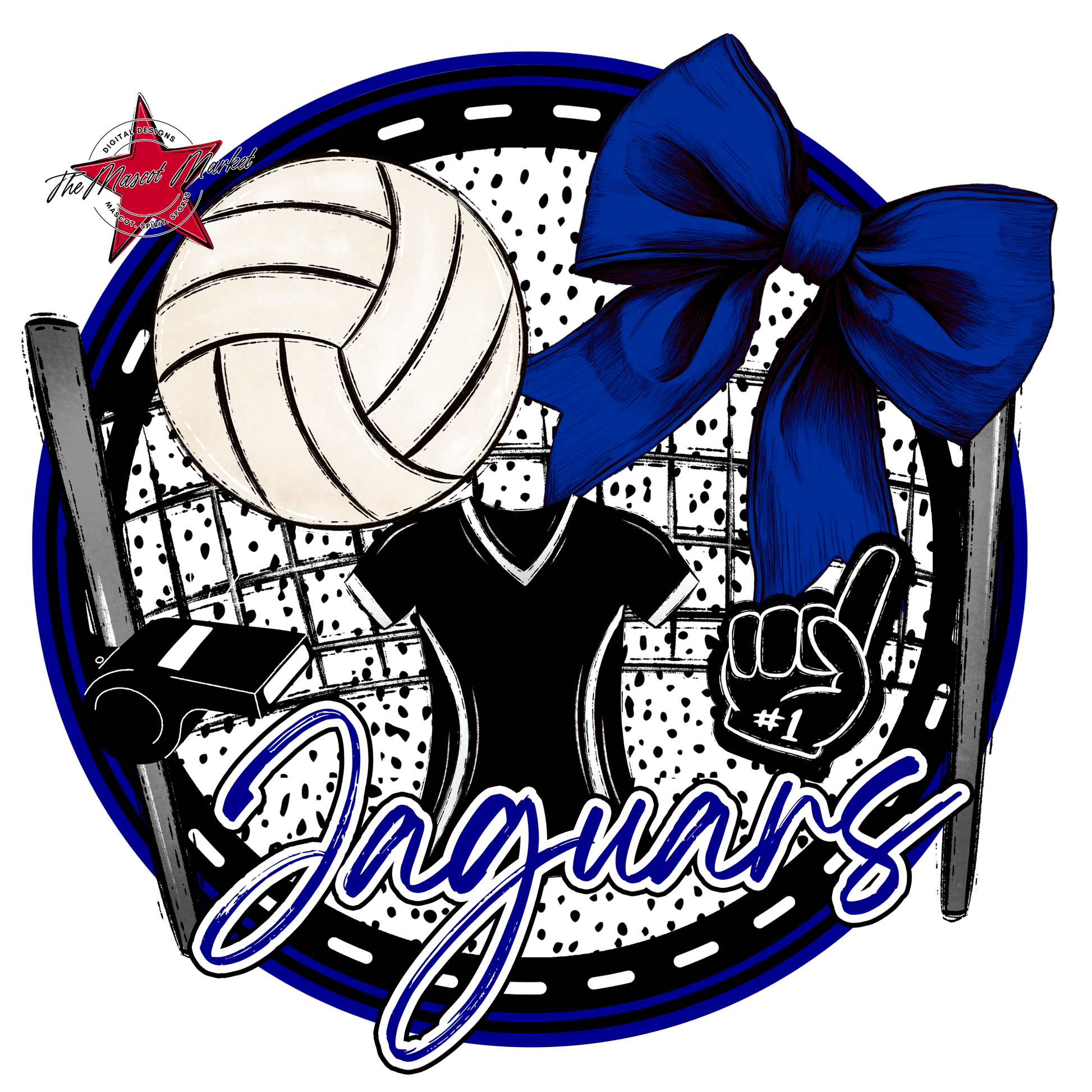 Jaguars Circle Volleyball Design-Blue