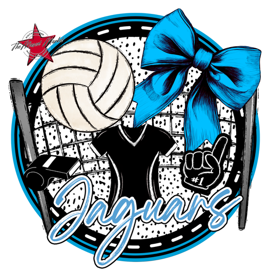 Jaguars Circle Volleyball Design-Carolina Blue