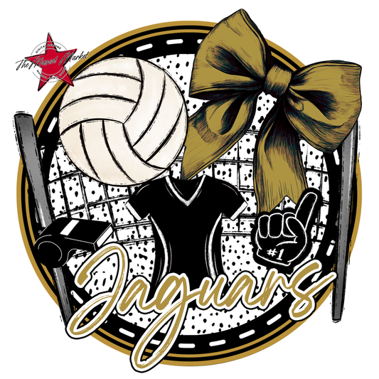 Jaguars Circle Volleyball Design-Gold