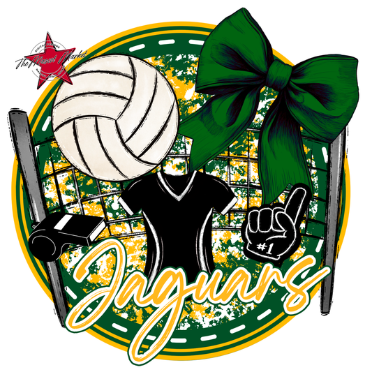Jaguars Circle Volleyball Design-Green-Yellow