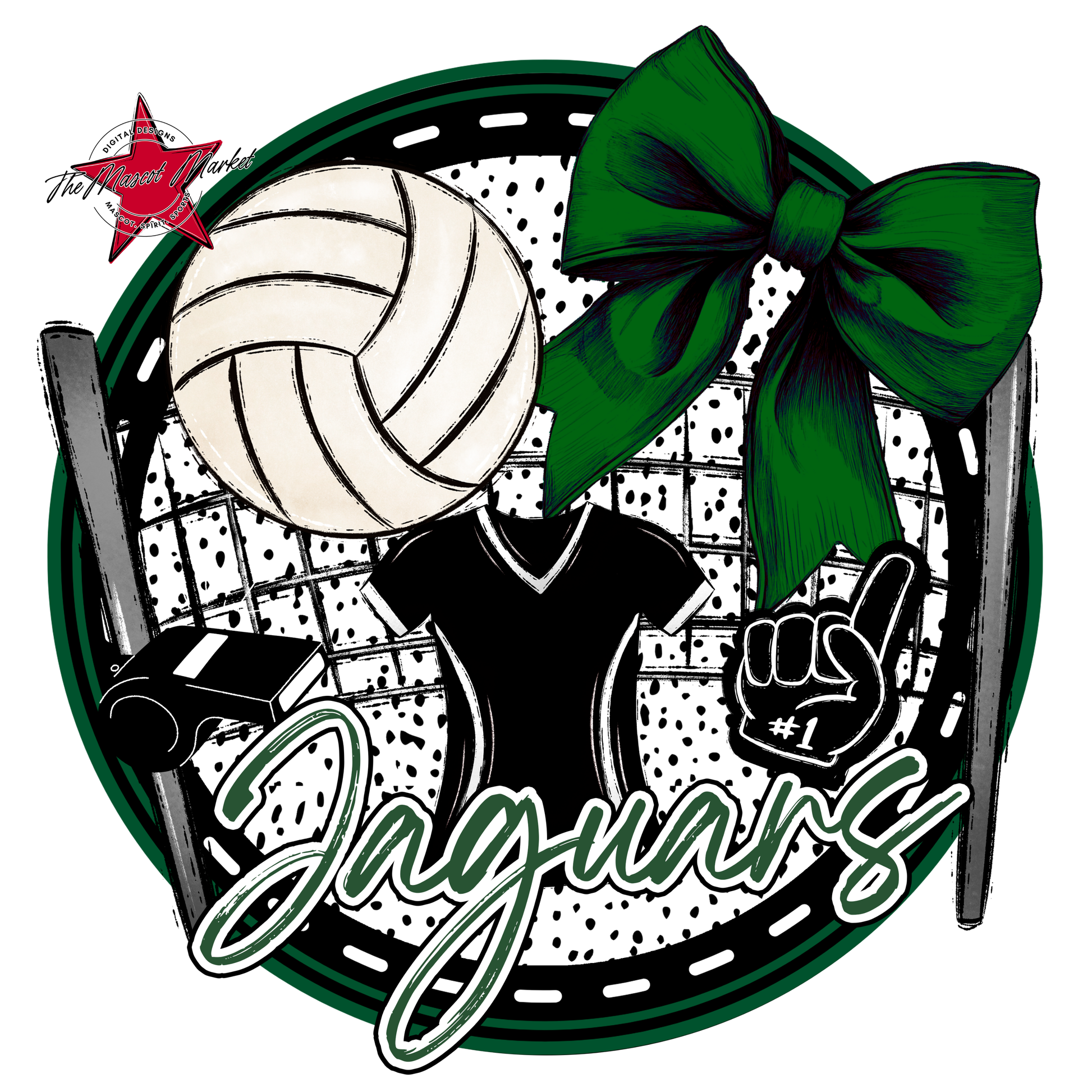 Jaguars Circle Volleyball Design-Green