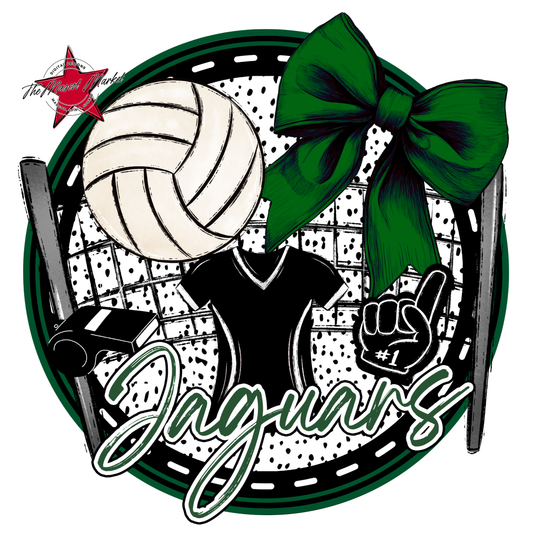 Jaguars Circle Volleyball Design-Green
