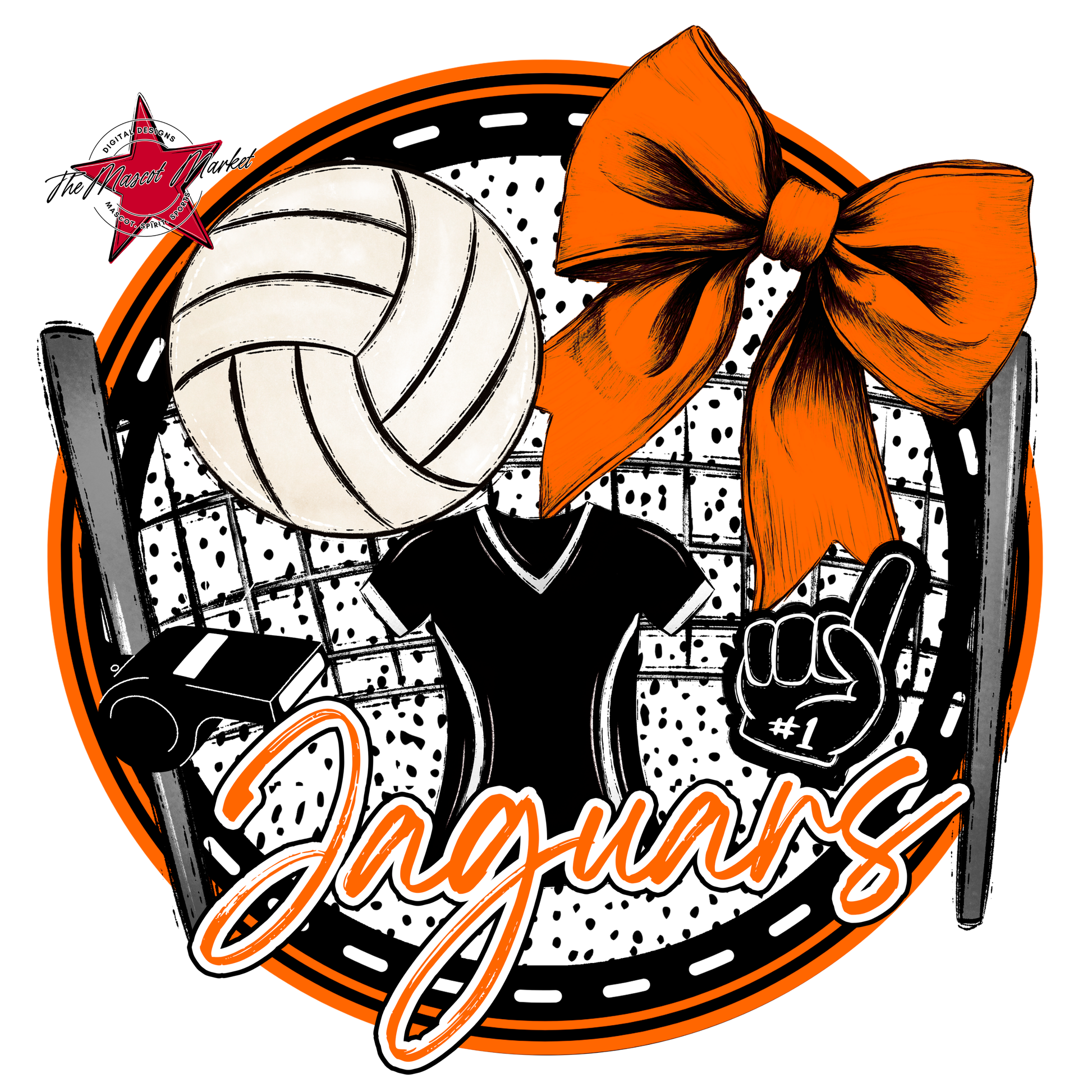 Jaguars Circle Volleyball Design-Orange