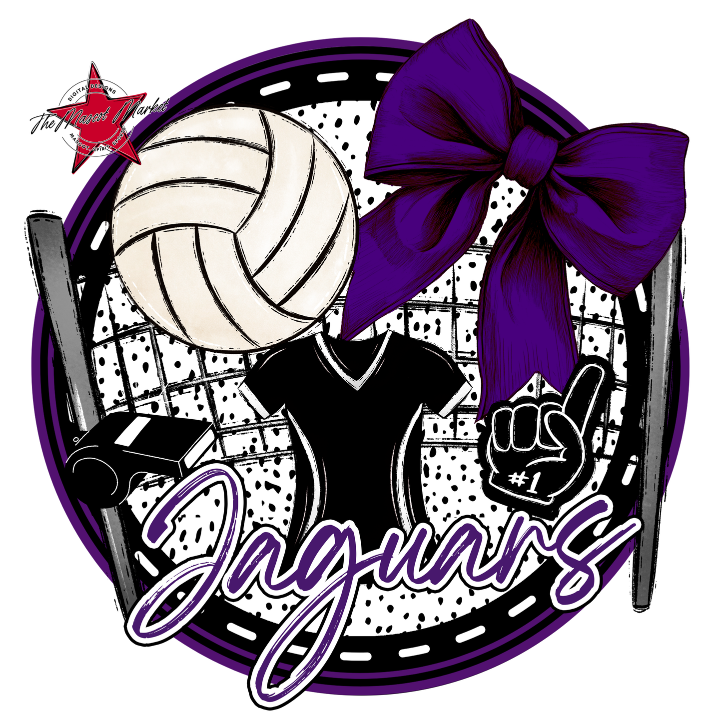 Jaguars Circle Volleyball Design-Purple