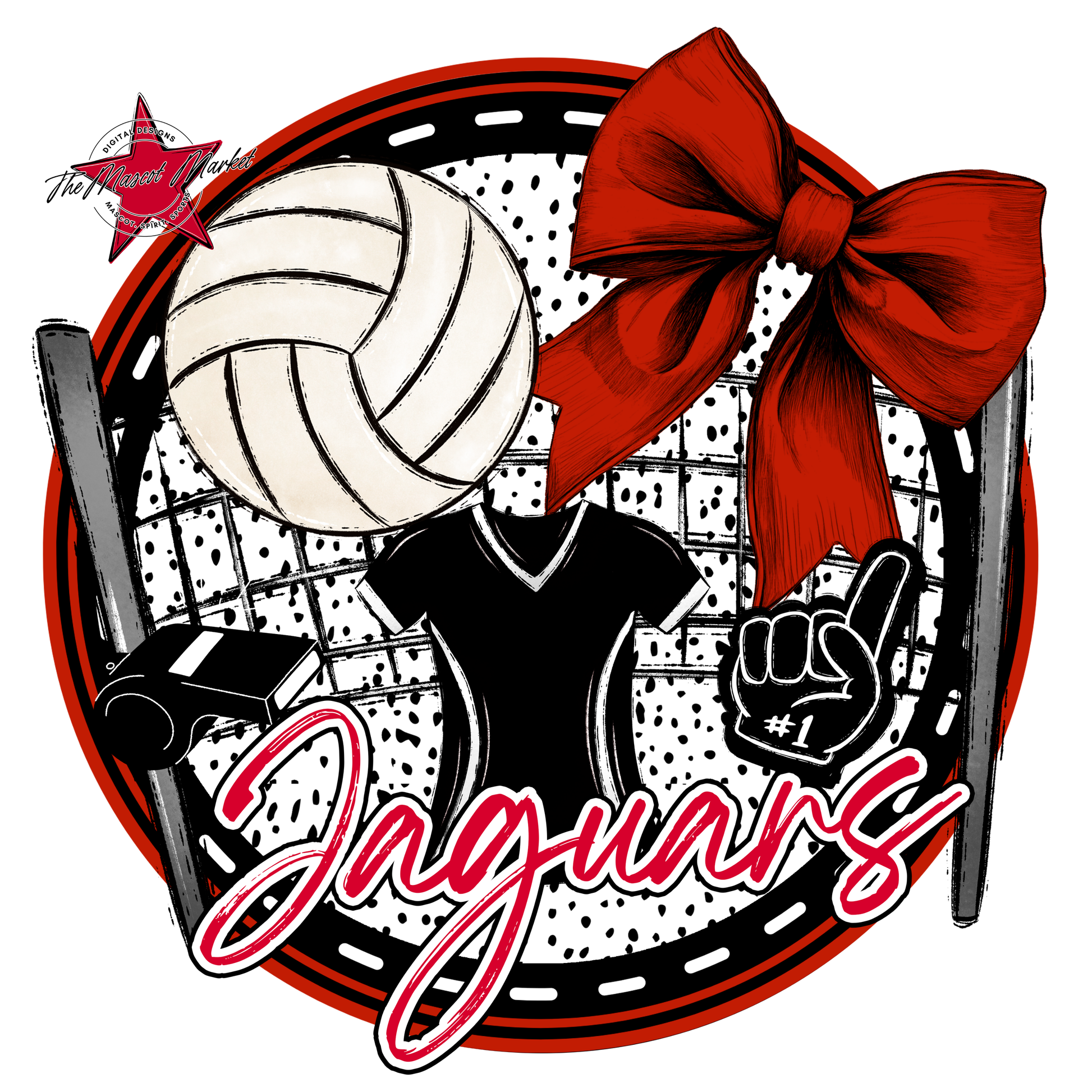 Jaguars Circle Volleyball Design-Red