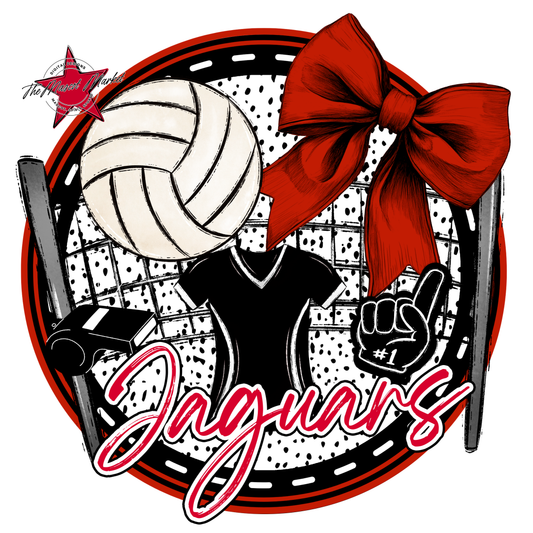Jaguars Circle Volleyball Design-Red