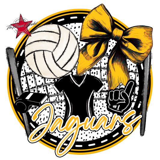 Jaguars Circle Volleyball Design-Yellow