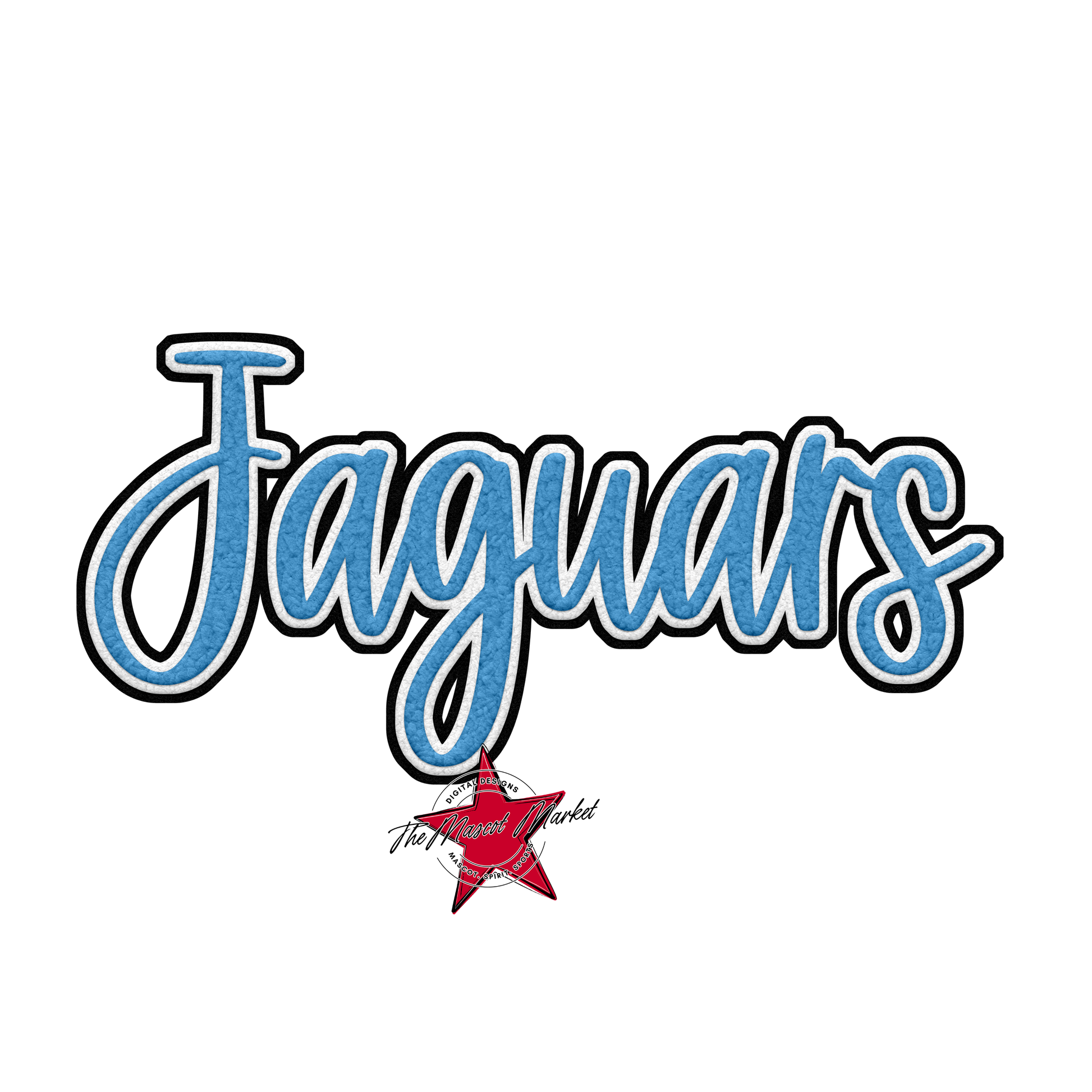 Jaguars Faux Chenille Patch-Carolina Blue