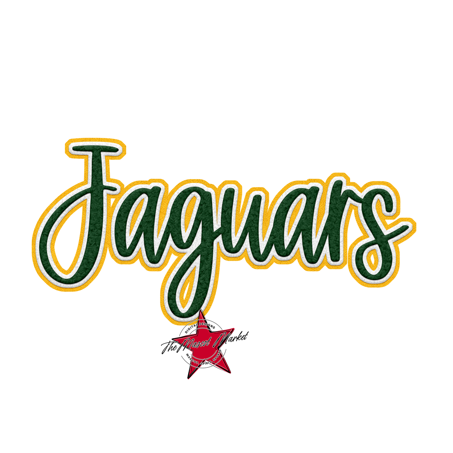 Jaguars Faux Chenille Patch-Green-Yellow