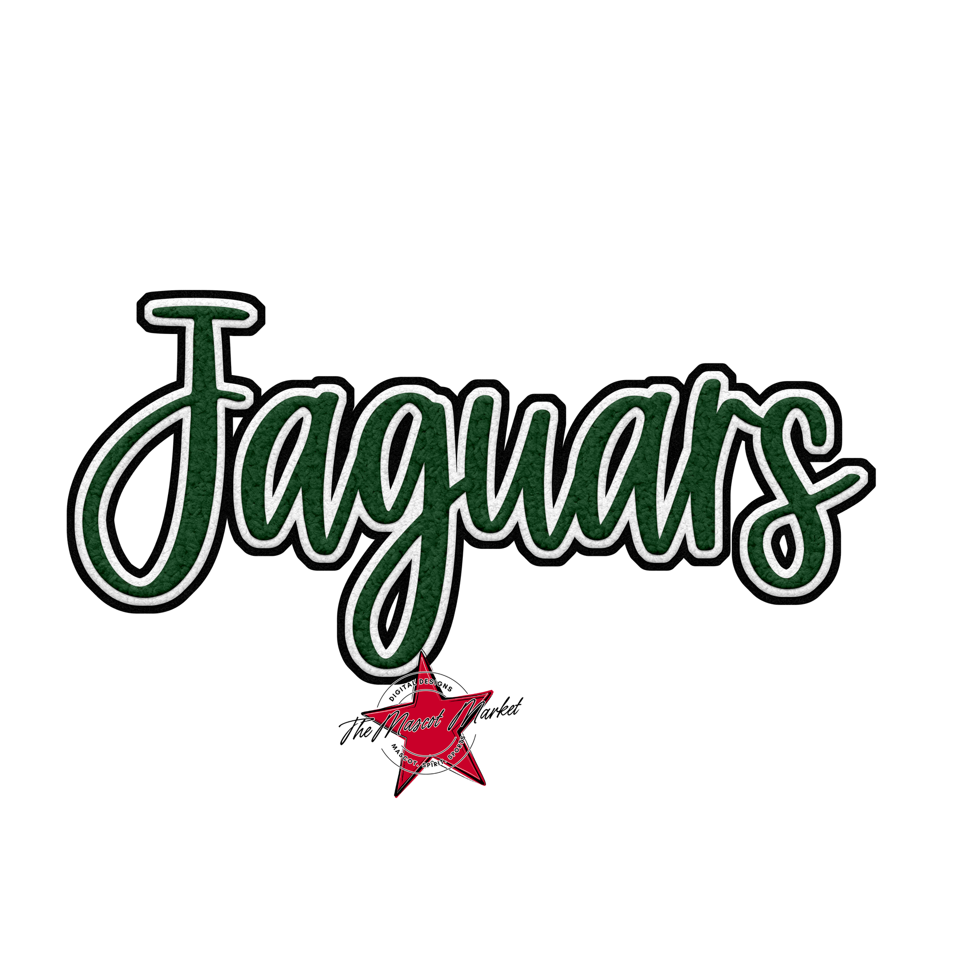 Jaguars Faux Chenille Patch-Green