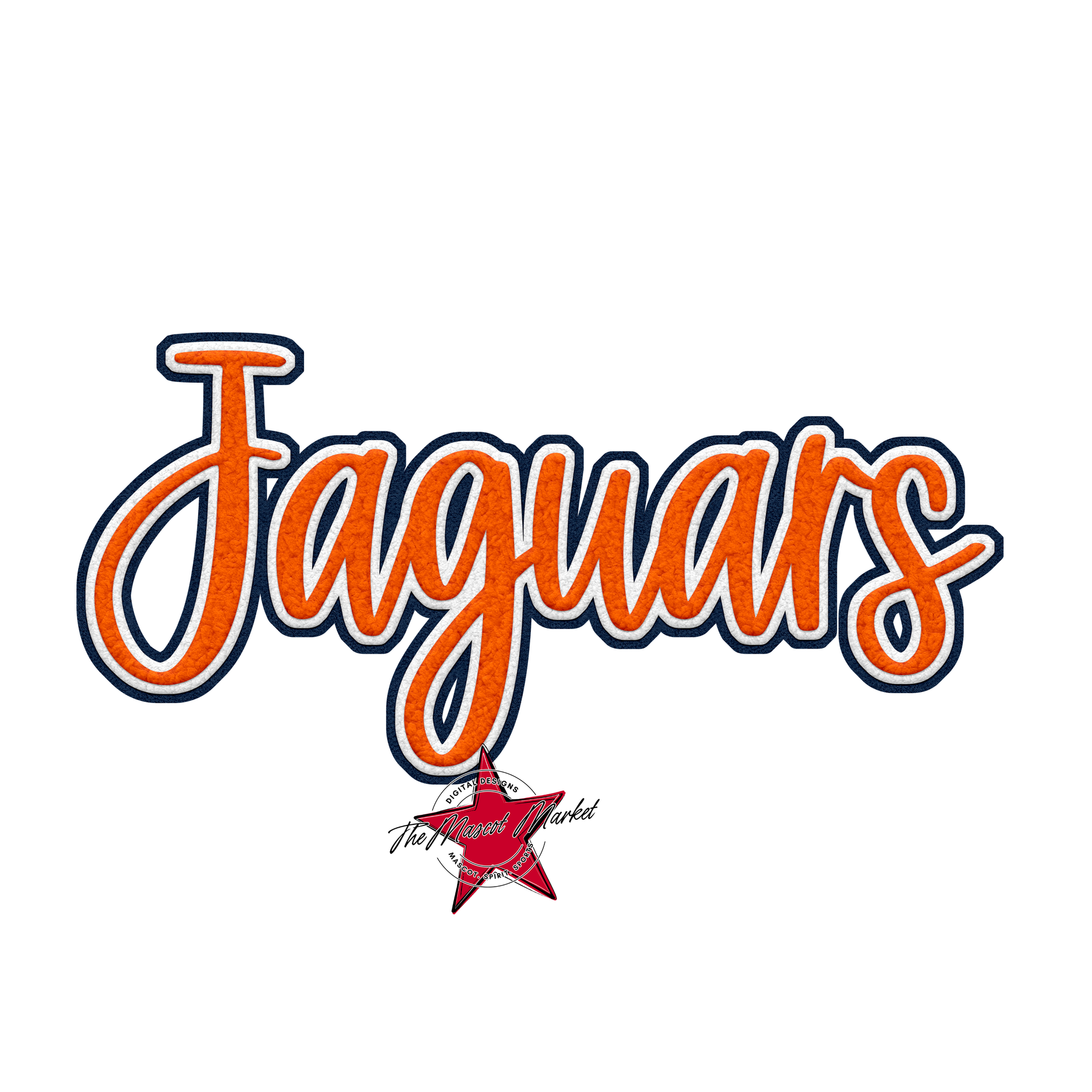 Jaguars Faux Chenille Patch-Navy-Orange