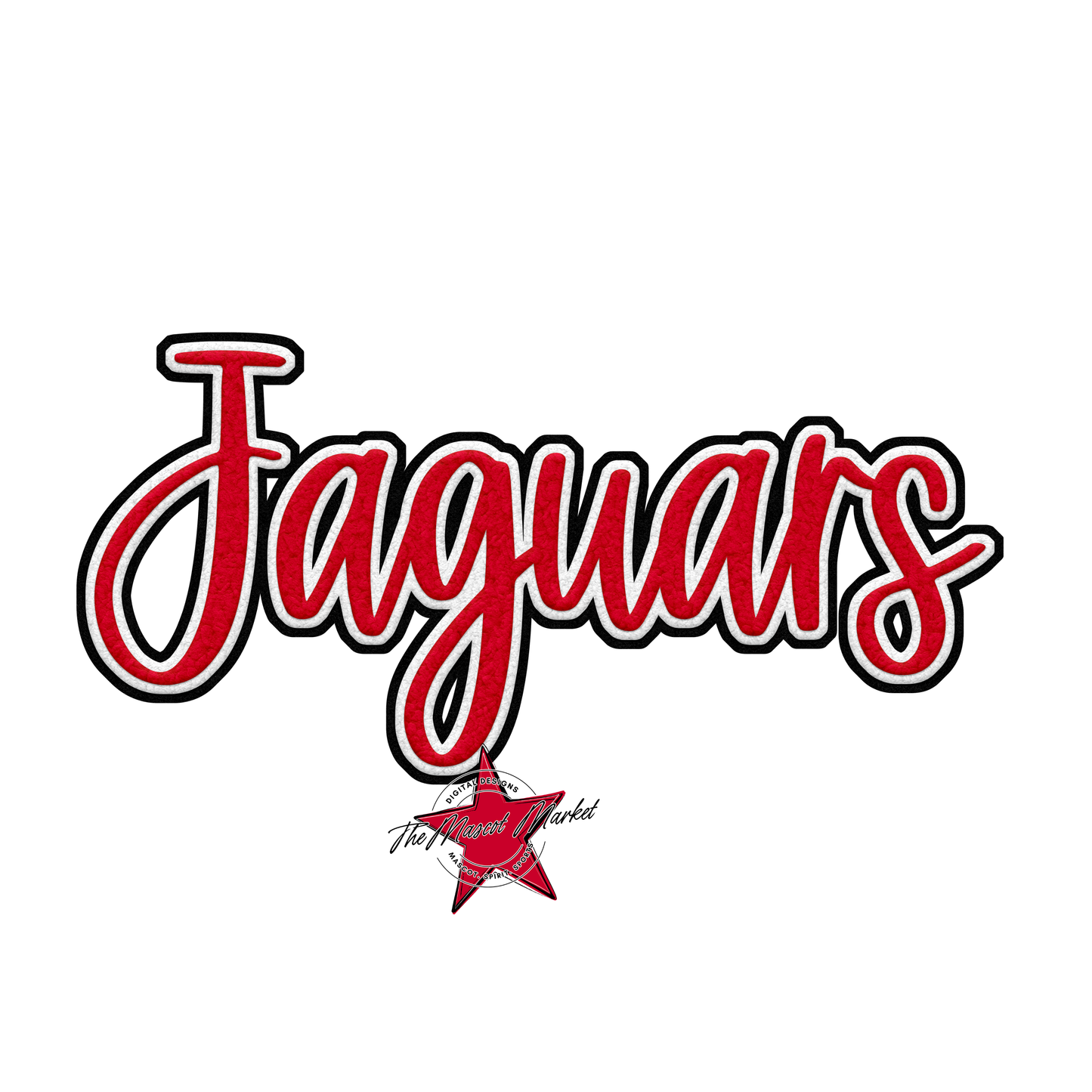 Jaguars Faux Chenille Patch-Red