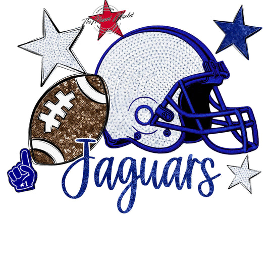 Jaguars Football Embroidered Sequins Design-Blue