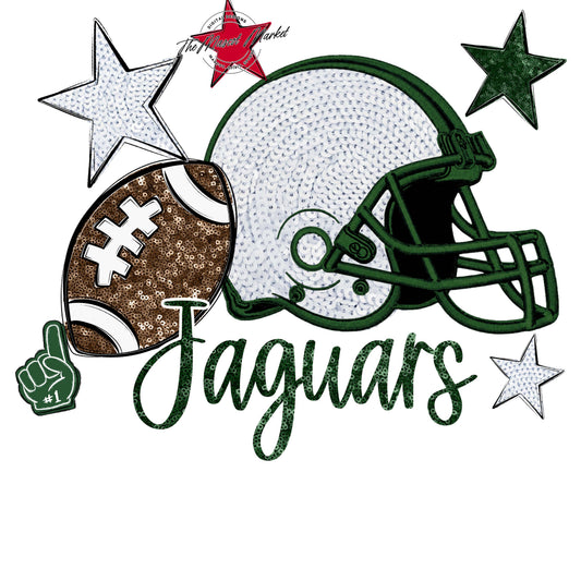 Jaguars Football Embroidered Sequins Design-Green