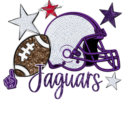 Jaguars Football Embroidered Sequins Design-Purple