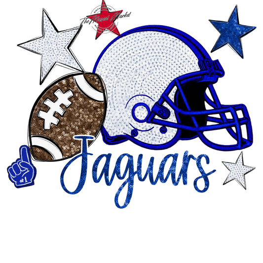 Jaguars Football Embroidered Sequins Design-Royal Blue