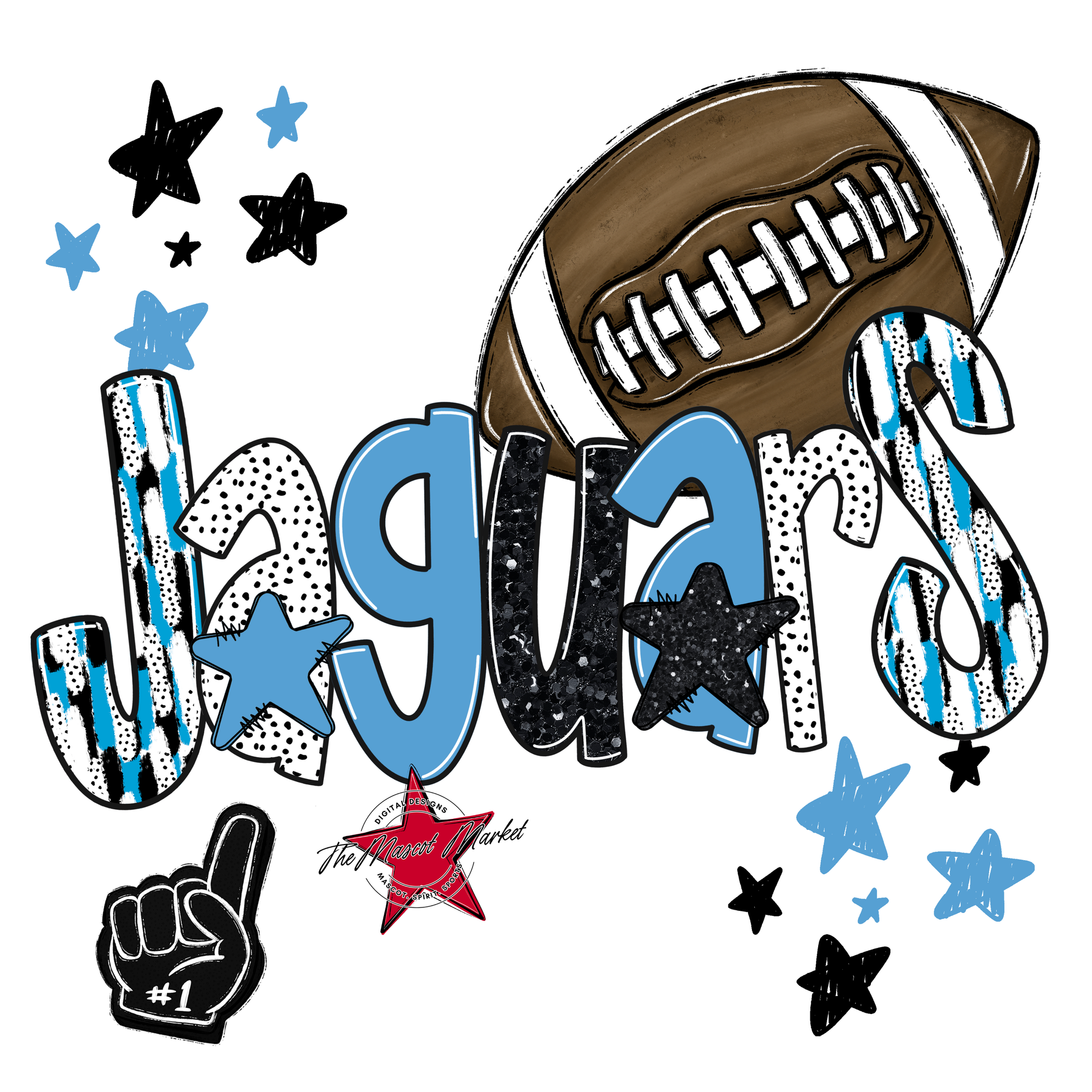 Jaguars Football Scrape-Carolina Blue