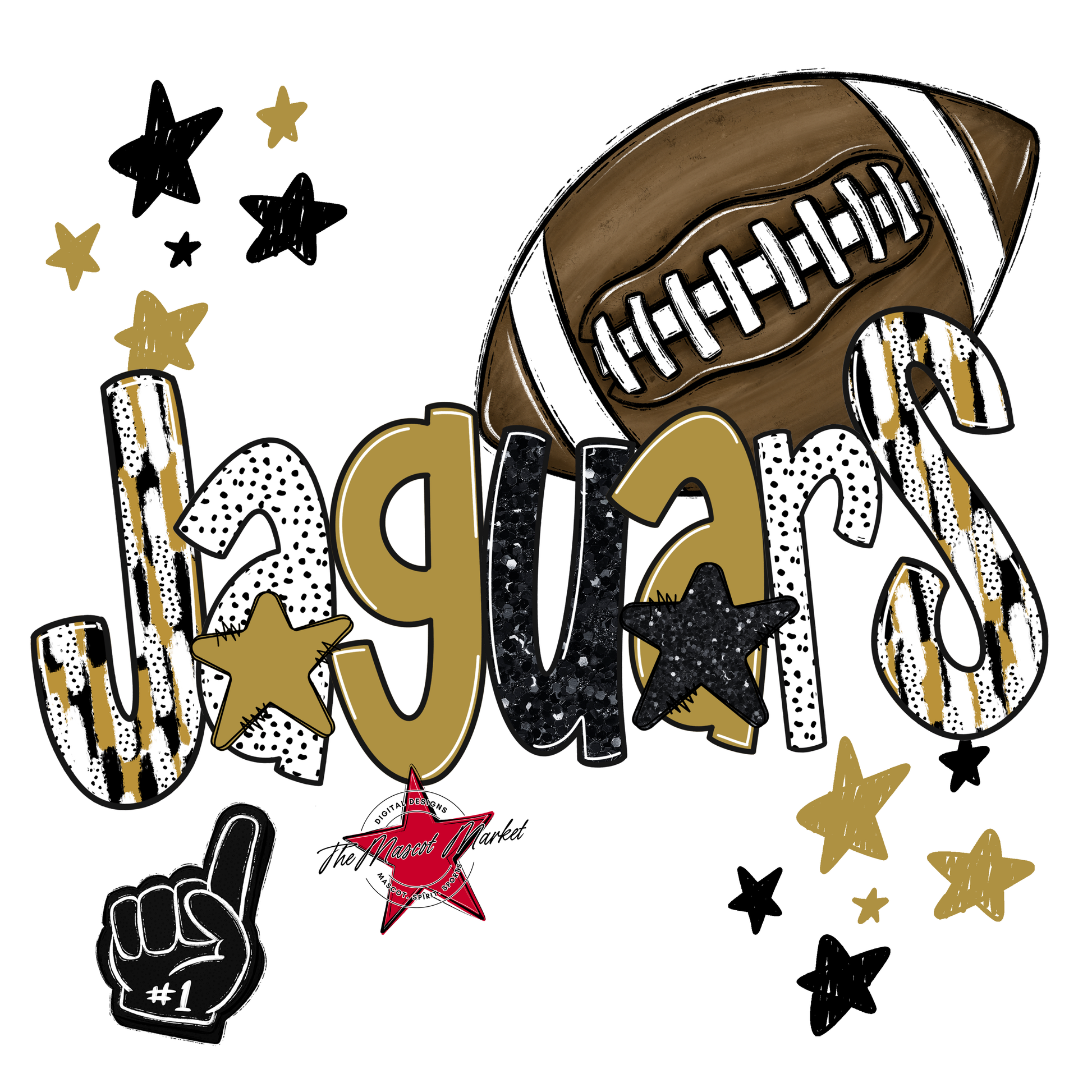 Jaguars Football Scrape-Gold