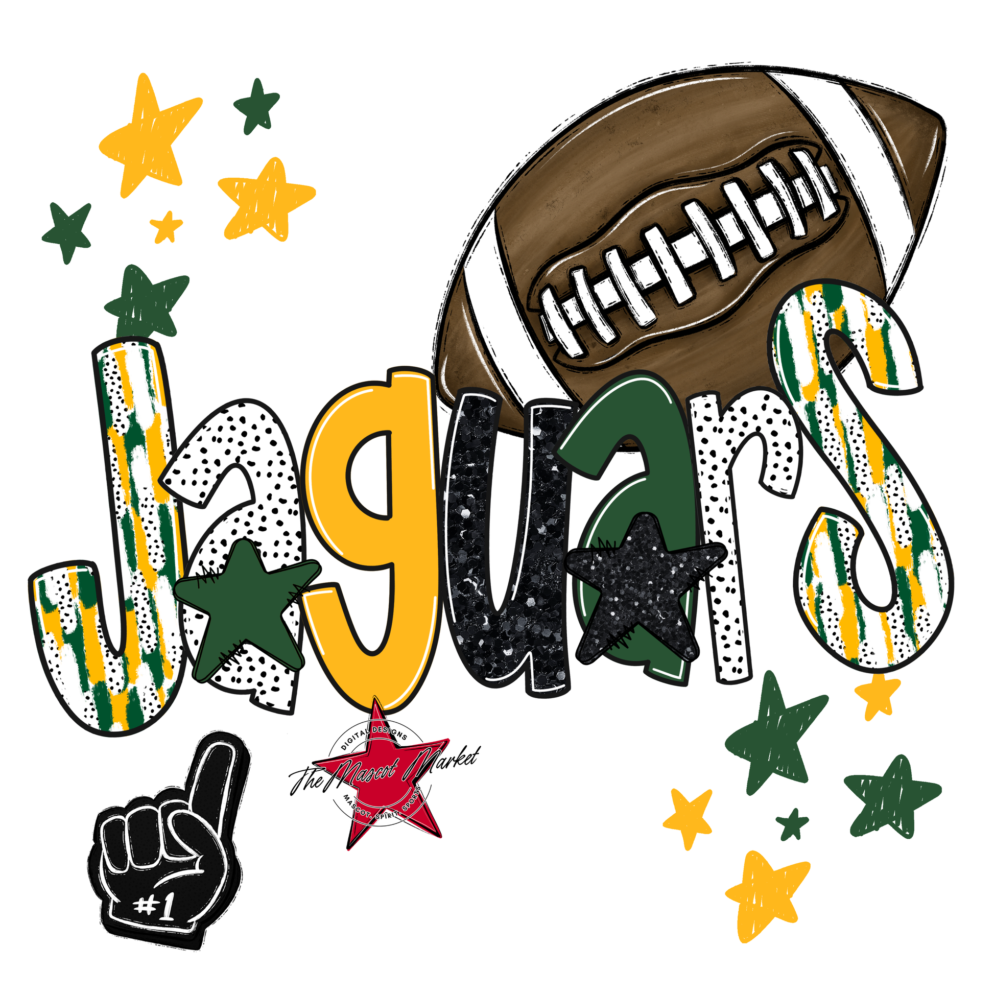 Jaguars Football Scrape-Green-Yellow